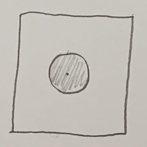 The resulting pattern is still circular, but around 30% larger in area.