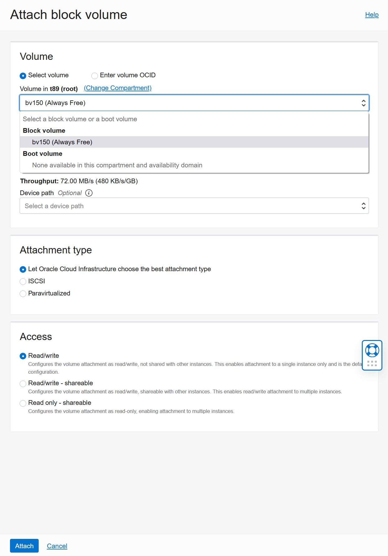Attach a block volume