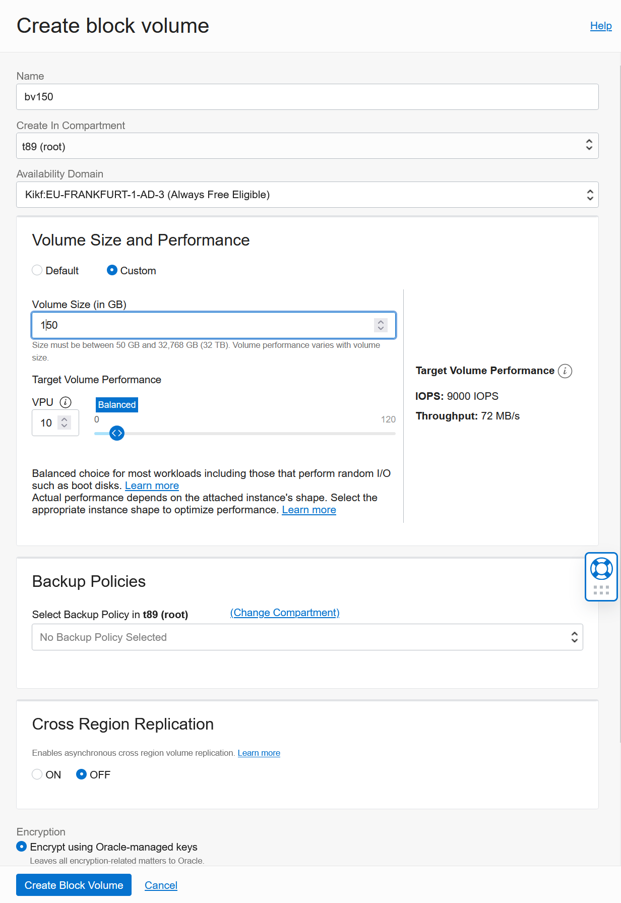 Create a block volume